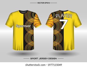 T-shirt sport vector design template, Soccer jersey mockup for football club. uniform front and back view. Clothing Men adult. Can use for printing, branding logo team, squad, match event, tournament