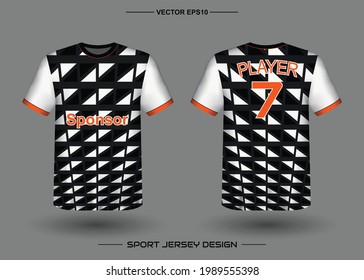 T-shirt sport vector design template, Soccer jersey mockup for football club. uniform front and back view. Clothing Men adult. Can use for printing, branding logo team, squad, match event, tournament