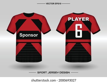 T-shirt sport vector design template, Soccer jersey mockup for football club. uniform front and back view. Clothing Men adult. Can use for printing, branding logo team, squad, match event, tournament