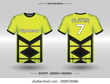 T-shirt sport vector design template, Soccer jersey mockup for football club. uniform front and back view. Clothing Men adult. Can use for printing, branding logo team, squad, match event, tournament