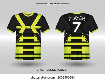 T-shirt sport vector design template, Soccer jersey mockup for football club. uniform front and back view. Clothing Men adult. Can use for printing, branding logo team, squad, match event, tournament