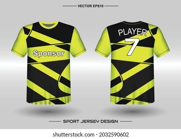 T-shirt sport vector design template, Soccer jersey mockup for football club. uniform front and back view. Clothing Men adult. Can use for printing, branding logo team, squad, match event, tournament