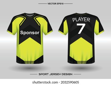 T-shirt sport vector design template, Soccer jersey mockup for football club. uniform front and back view. Clothing Men adult. Can use for printing, branding logo team, squad, match event, tournament