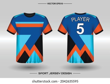 T-shirt sport vector design template, Soccer jersey mockup for football club. uniform front and back view. Clothing Men adult. Can use for printing, branding logo team, squad, match event, tournament