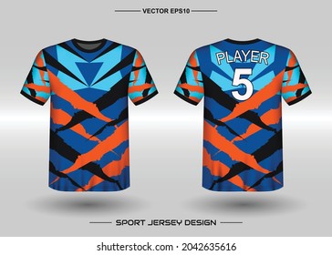 T-shirt sport vector design template, Soccer jersey mockup for football club. uniform front and back view. Clothing Men adult. Can use for printing, branding logo team, squad, match event, tournament