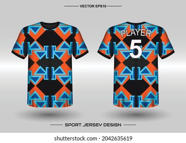 T-shirt sport vector design template, Soccer jersey mockup for football club. uniform front and back view. Clothing Men adult. Can use for printing, branding logo team, squad, match event, tournament