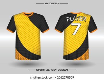 T-shirt sport vector design template, Soccer jersey mockup for football club. uniform front and back view. Clothing Men adult. Can use for printing, branding logo team, squad, match event, tournament
