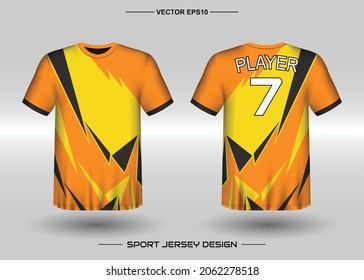 T-shirt sport vector design template, Soccer jersey mockup for football club. uniform front and back view. Clothing Men adult. Can use for printing, branding logo team, squad, match event, tournament