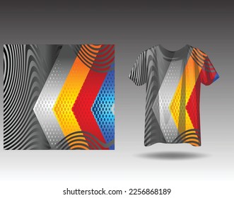 T-shirt sport vector design template Soccer jersey mockup for football club. uniform front and back view. Clothing for Men adult. Can use for printing branding logo team squad match event