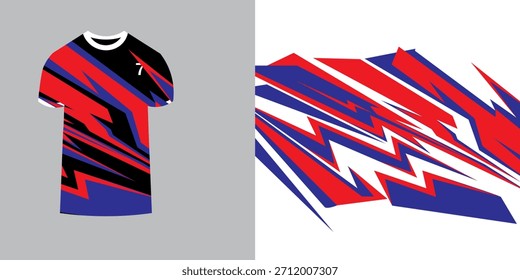 T-shirt esporte modelo de design vetorial, maquete de camisa de futebol para clube de futebol. uniforme vista frontal e traseira. Roupas para homens adultos. Pode usar-se para a impressão, equipe de logotipo da marca, esquadrão, evento da partida
