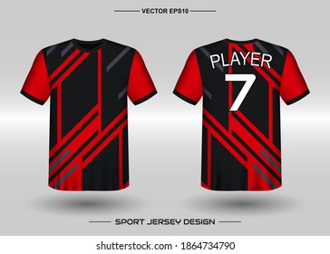 T-shirt sport vector with geometric design template. Soccer jersey mockup for football club. Adult Uniform, front and back view. Men' Clothing. Can use for printing, branding logo team, squad, match event, tournament