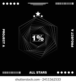 Tshirt Square Design 1% All Stars EPS Format Editable Two Tone Black and White