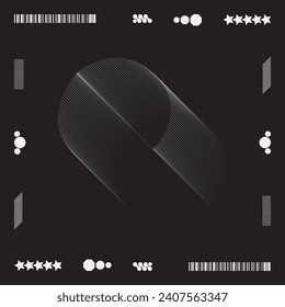 Tshirt Square Design Abstract Round EPS Format Editable Two Tone Black and White