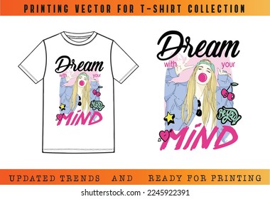 T-shirt SS23 printing, T-shirt Vector Printing Design, Vector Illustration for Tee mockup, ready vector for Tee printing, updated printing for Tee, new print vector for T-shirt