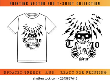 T-shirt SS23 printing, T-shirt Vector Printing Design, Vector Illustration for Tee mockup, ready vector for Tee printing, updated printing for Tee, new print vector for T-shirt