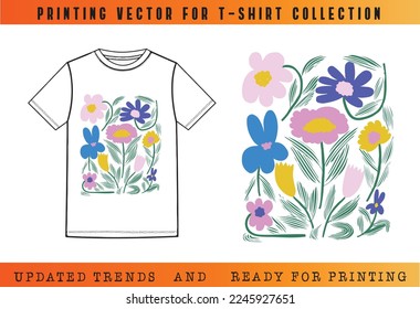 T-shirt SS23 printing, T-shirt Vector Printing Design, Vector Illustration for Tee mockup, ready vector for Tee printing, updated printing for Tee, new print vector for T-shirt