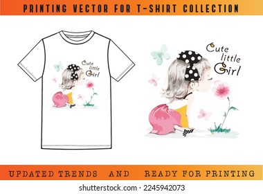 T-shirt SS23 printing, T-shirt Vector Printing Design, Vector Illustration for Tee mockup, ready vector for Tee printing, updated printing for Tee, new print vector for T-shirt