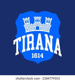 T-shirt stamp graphic, Albania Sport wear emblem Tirana vintage tee print, athletic apparel design shirt graphic print