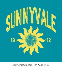 T-shirt stamp graphic, California travel wear typography emblem Sunnyvale vintage tee print, sport apparel design shirt graphic print