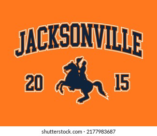 T-shirt stamp graphic, Florida Sport wear typography emblem Jacksonville vintage tee print, athletic apparel design shirt graphic print