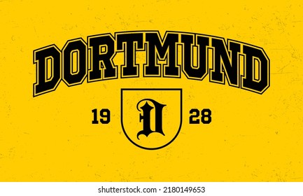 T-shirt stamp graphic, Germany Sport wear typography emblem Dortmund vintage tee print, athletic apparel design shirt graphic print