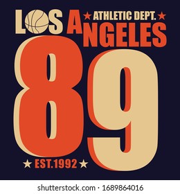 T-shirt stamp graphic Los-Angeles. Sport wear typography emblem