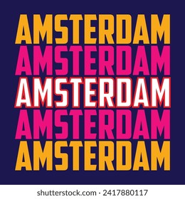 T-shirt stamp graphic, Netherlands Sport wear typography emblem Amsterdam vintage tee print, athletic apparel design shirt graphic print. vector