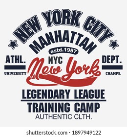 T-shirt stamp graphic. New York Sport wear typography emblem