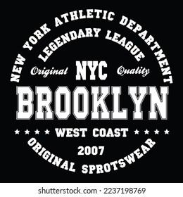 T-shirt stamp graphic. New York, Brooklyn Sport wear typography emblem
