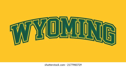 T-shirt stamp graphic, Sport wear typography emblem Wyoming vintage tee print, athletic apparel design shirt graphic print. vector