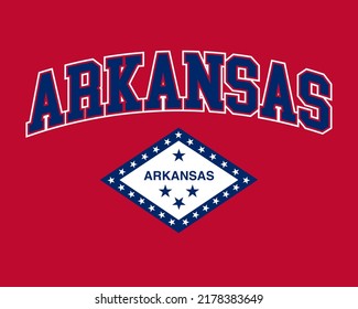 T-shirt stamp graphic, Sport wear typography emblem Arkansas vintage tee print, athletic apparel design shirt graphic print