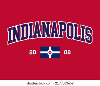 T-shirt stamp graphic, Sport wear typography emblem Indianapolis vintage tee print, athletic apparel design shirt graphic print