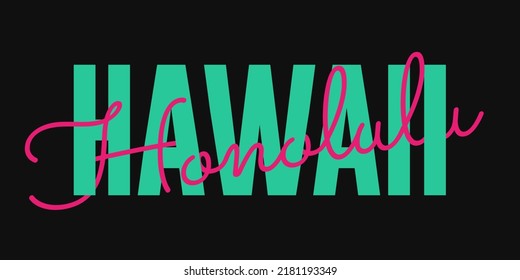 T-shirt stamp graphic, Sport wear typography emblem Hawaii, Honolulu vintage tee print, athletic apparel design shirt graphic print