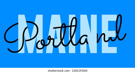 T-shirt stamp graphic, Sport wear typography emblem Maine, Portland vintage tee print, athletic apparel design shirt graphic print