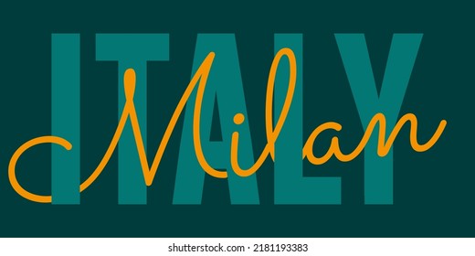 estampado de tipografía de camisetas, emblema de tipografía de desgaste deportivo Italia, estampado de tee de Milán vintage, diseño de prendas atléticas, camisa gráfica