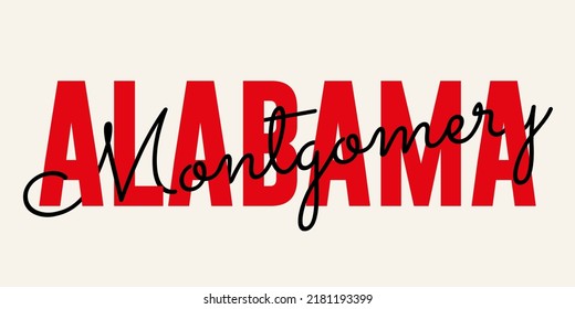 T-shirt stamp graphic, Sport wear typography emblem Alabama, Montgomery vintage tee print, athletic apparel design shirt graphic print