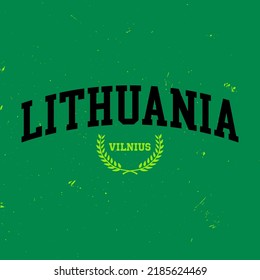 T-shirt stamp graphic, Sport wear typography emblem Lithuania vintage tee print, athletic apparel design shirt graphic print