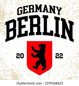 T-shirt stamp graphic, Sport wear typography emblem Berlin, Germany vintage tee print, athletic apparel design shirt graphic print