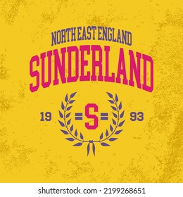 T-shirt stamp graphic, Sport wear typography emblem Sunderland, England vintage tee print, athletic apparel design shirt graphic print