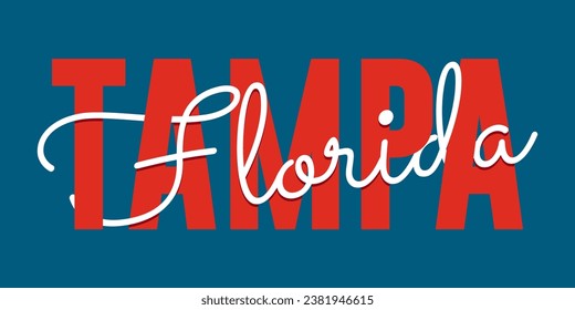 T-shirt stamp graphic, Sport wear typography emblem Florida, Tampa vintage tee print, athletic apparel design shirt graphic print