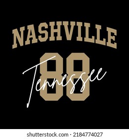 T-shirt stamp graphic, Tennessee Sport wear typography emblem Nashville vintage tee print, athletic apparel design shirt graphic print