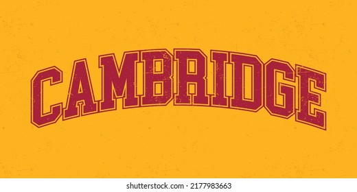 T-shirt stamp graphic, UK Sport wear typography emblem Cambridge vintage tee print, athletic apparel design shirt graphic print. vector