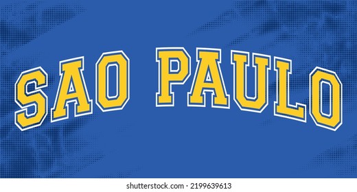 T-shirt stamp graphic, University wear typography emblem Sao Paolo vintage tee print, athletic apparel design shirt graphic print