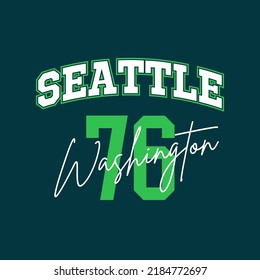 T-shirt stamp graphic, Washington Sport wear typography emblem Seattle vintage tee print, athletic apparel design shirt graphic print