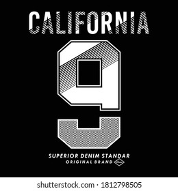 T-shirt stamp graphics, california College Sport wear typography emblem, tee print, athletic apparel design. Vector