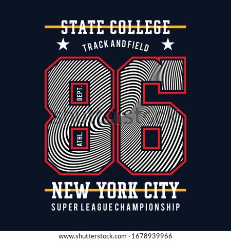 T-shirt stamp graphics, New York City Sport wear typography emblem, tee print, athletic apparel design