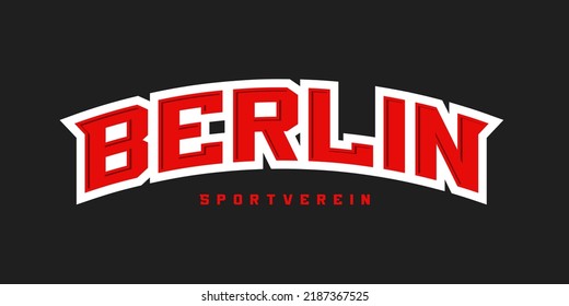 T-shirt stamp logo, Germany Sport wear lettering Berlin tee print, athletic apparel design shirt graphic print