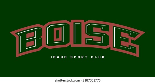 T-shirt stamp logo, Idaho Sport wear lettering Boise tee print, athletic apparel design shirt graphic print