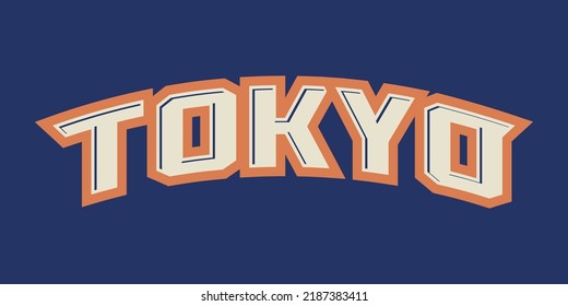 T-shirt stamp logo, Japan Sport wear lettering Tokyo tee print, athletic apparel design shirt graphic print