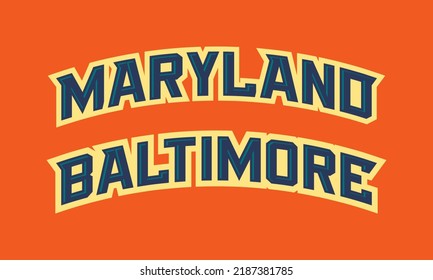 T-shirt stamp logo, Maryland Sport wear lettering Baltimore tee print, athletic apparel design shirt graphic print